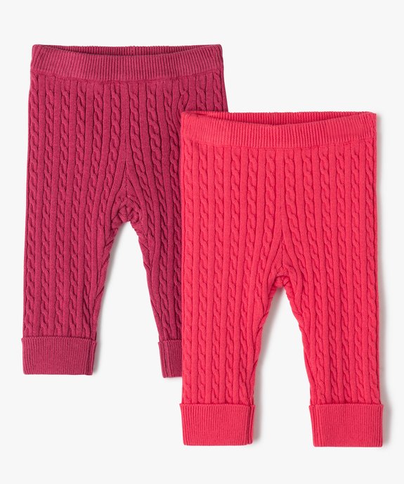 Pantalon bébé en maille torsadée (lot de 2) vue1 - GEMO(BB COUCHE) - GEMO