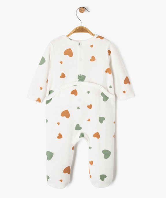 Pyjama en velours dors-bien motifs cœurs bébé vue4 - GEMO 4G BEBE - GEMO