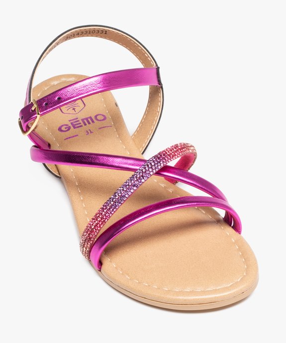 Sandales fille unies à fines brides croisées brillantes vue5 - GEMO (ENFANT) - GEMO