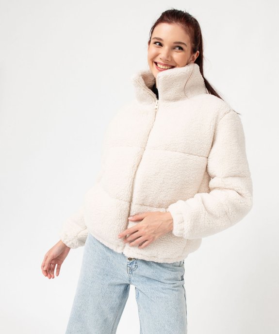 Blouson matelassé en sherpa femme vue3 - GEMO 4G FEMME - GEMO