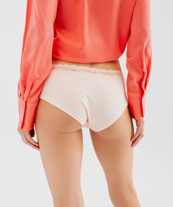 Shorty en coton stretch avec ceinture dentelle femme (lot de 2) vue3 - GEMO 4G FEMME - GEMO