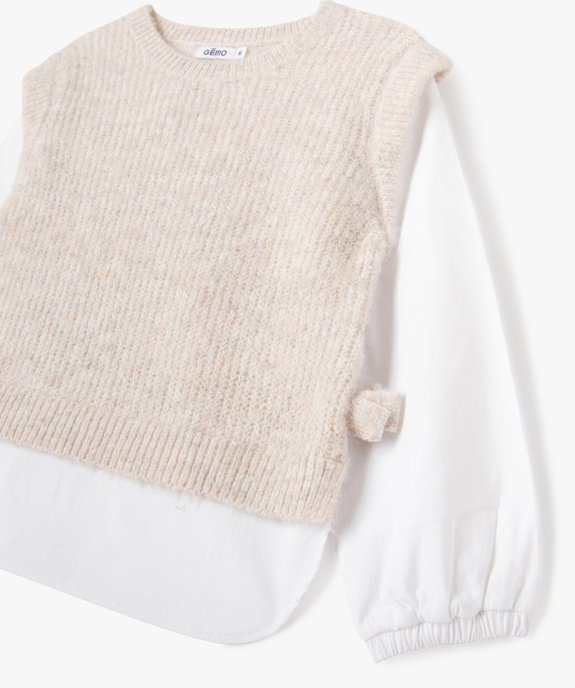 Pull 2 en 1 avec chemise fille vue2 - GEMO (ENFANT) - GEMO