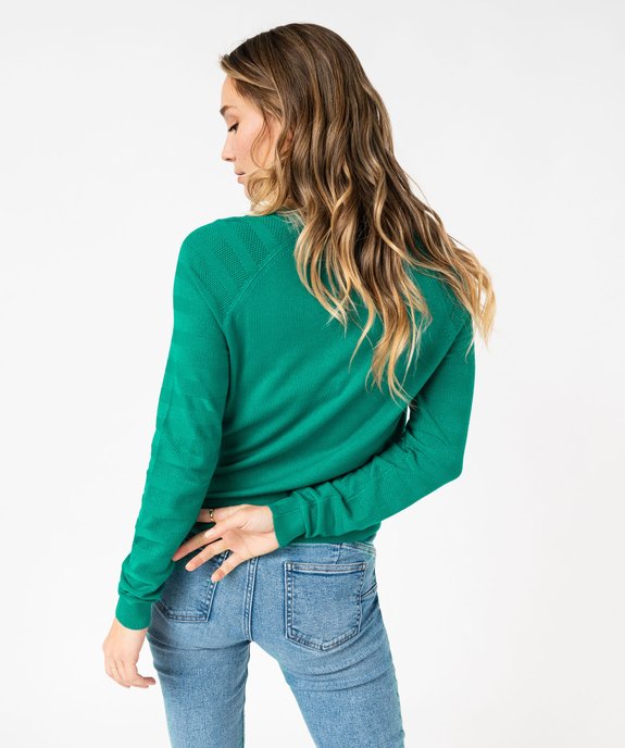 Pull fin avec manches en maille fantaisie femme vue3 - GEMO 4G FEMME - GEMO