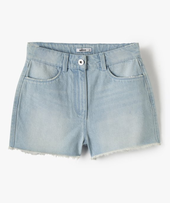 Short fille en jean ultra court taille haute vue2 - GEMO (JUNIOR) - GEMO