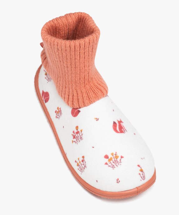 Chaussons fille en velours ras à motifs et col chaussette vue5 - GEMO (ENFANT) - GEMO