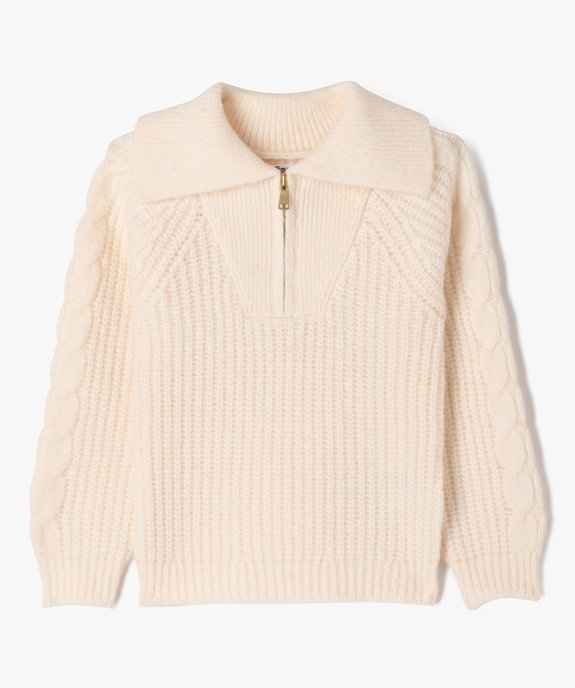 Pull en grosse maille avec col zippé fille vue1 - GEMO (ENFANT) - GEMO