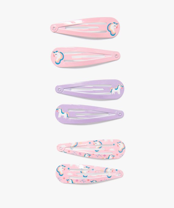 Barrettes clic-clac motif licornes fille (lot de 6) vue1 - GEMO (ACCESS) - GEMO