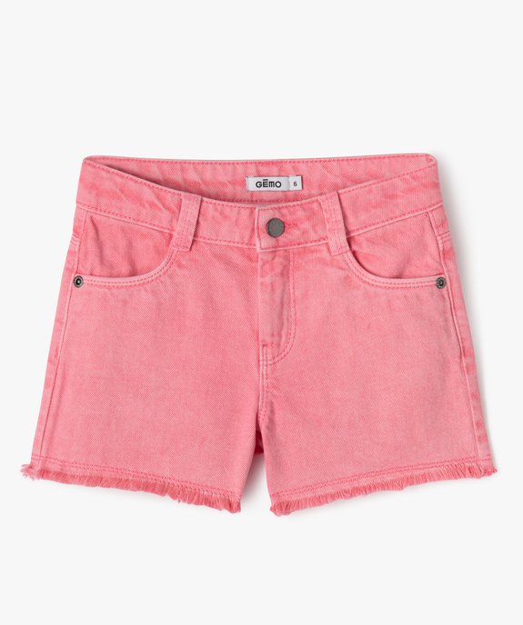 Short en jean délavé à franges fille vue1 - GEMO 4G FILLE - GEMO