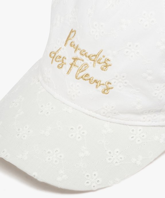 Casquette en coton avec broderie anglaise fille vue3 - GEMO (ENFANT) - GEMO