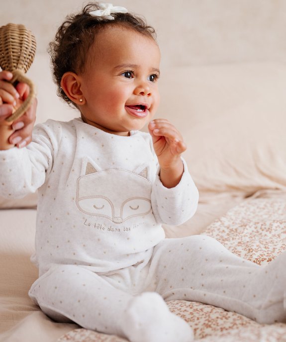 Pyjama en velours à motifs pailletés bébé vue1 - GEMO(BB COUCHE) - GEMO