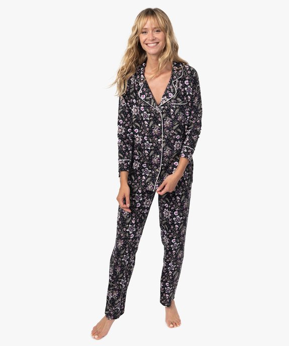 Pyjama deux pièces femme : chemise et pantalon vue1 - GEMO 4G FEMME - GEMO