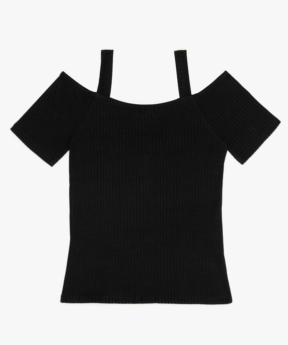 Tee-shirt fille à épaules dénudées et maille côtelée vue1 - GEMO (JUNIOR) - GEMO