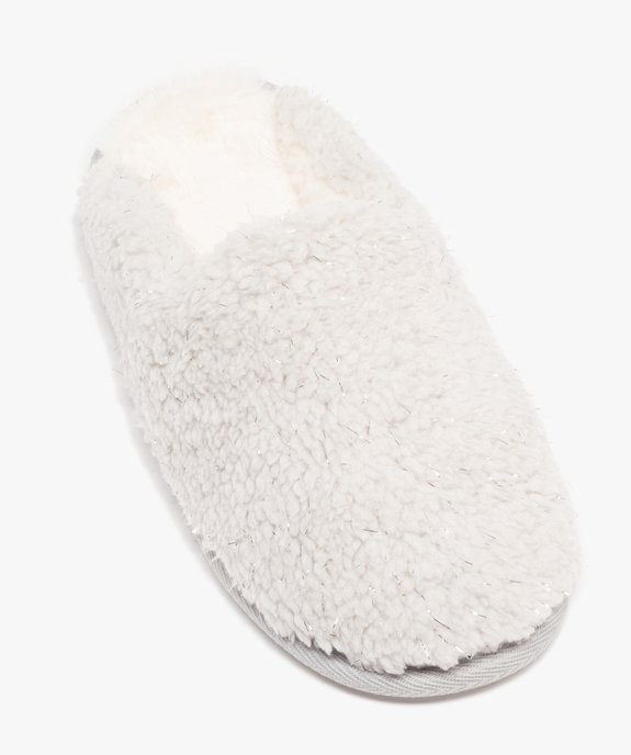 Chaussons femme mules fourrées en sherpa détails scintillants vue5 - GEMO(HOMWR FEM) - GEMO