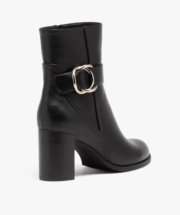 Boots femme unies à talon carré fermeture à zip  vue4 - GEMO(URBAIN) - GEMO