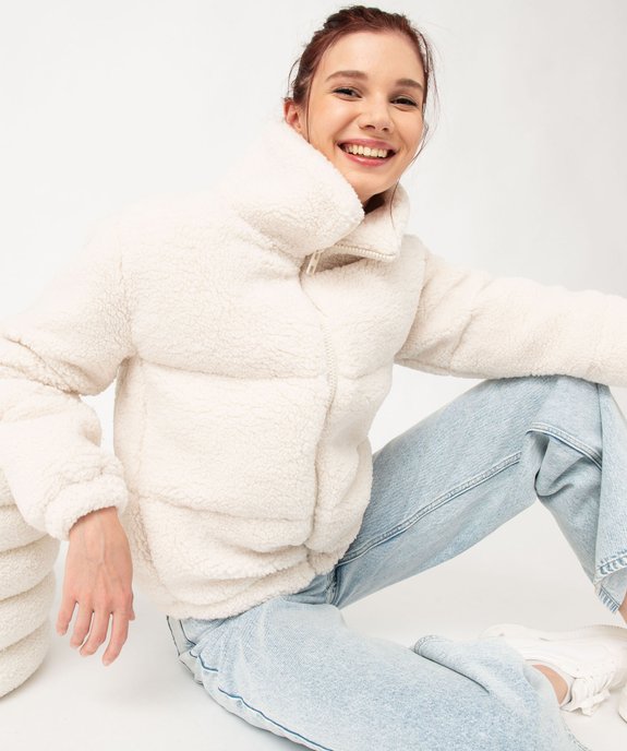 Blouson matelassé en sherpa femme vue2 - GEMO 4G FEMME - GEMO