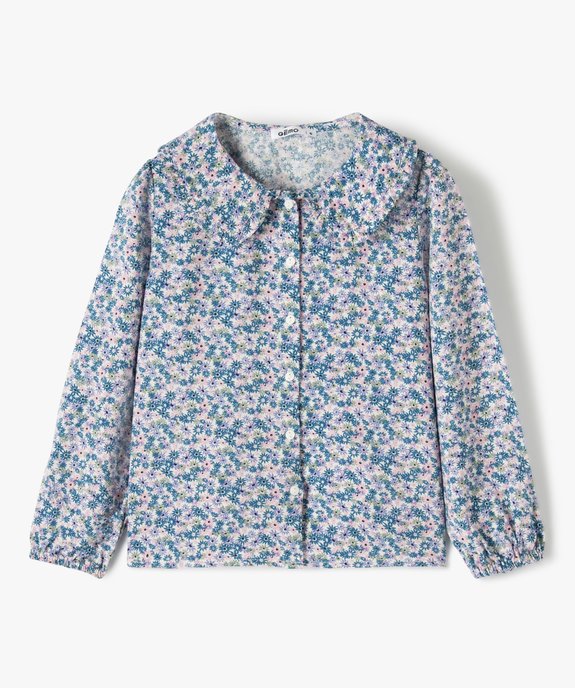 Chemise fille à motifs fleuris avec col Claudine vue1 - GEMO 4G FILLE - GEMO