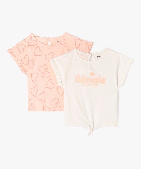 Tee-shirt manches courtes coupe loose bébé fille (lot de 2) vue1 - GEMO(BEBE DEBT) - GEMO