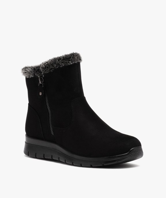 Boots fourrées femme confort unies avec col peluche et à zip vue2 - G'FLEX - GEMO