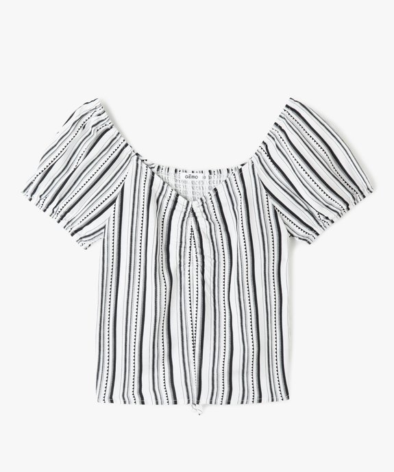 Blouse fille courte à dos smocké vue1 - GEMO (JUNIOR) - GEMO