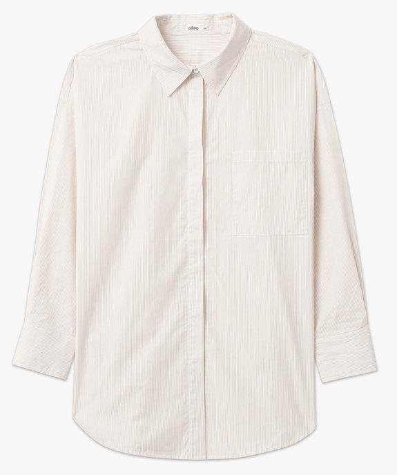 Chemise femme à fines rayures coupe oversize vue4 - GEMO(FEMME PAP) - GEMO