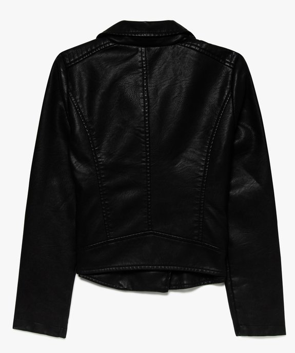 Veste fille style motard zippée imitation cuir vue3 - GEMO (JUNIOR) - GEMO