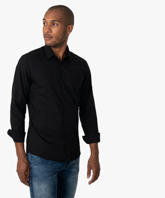 Chemise unie coupe slim en coton stretch homme vue1 - GEMO 4G HOMME - GEMO