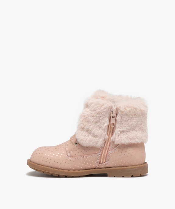 Boots fille unies à col retourné en peluche avec motif étoilé vue3 - GEMO (ENFANT) - GEMO