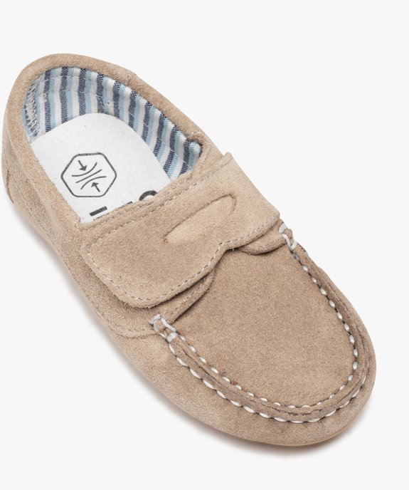 Mocassins garçon dessus cuir retourné fermeture scratch vue5 - GEMO (ENFANT) - GEMO