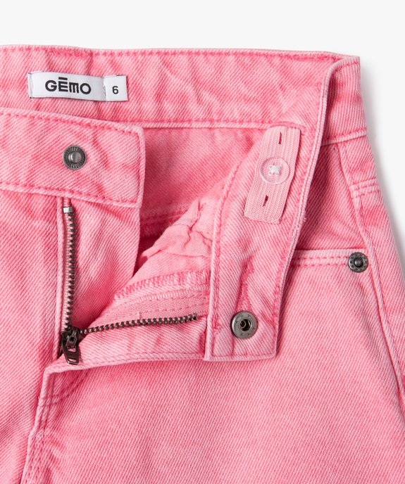 Short en jean délavé à franges fille vue2 - GEMO 4G FILLE - GEMO