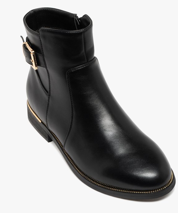 Bottines femme à zip avec semelle à liseré doré bout amande vue5 - GEMO (CASUAL) - GEMO