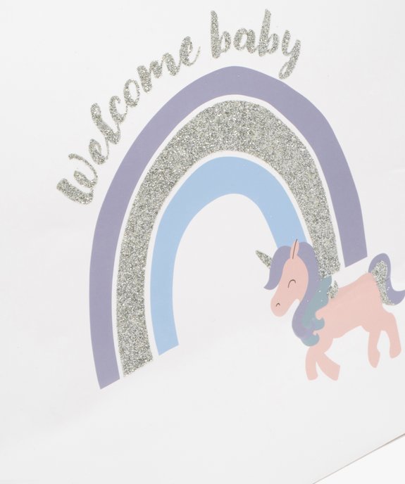 Sac cadeau de naissance à rabat avec poignée intégrée motif licorne vue2 - GEMO (ACCESS) - GEMO