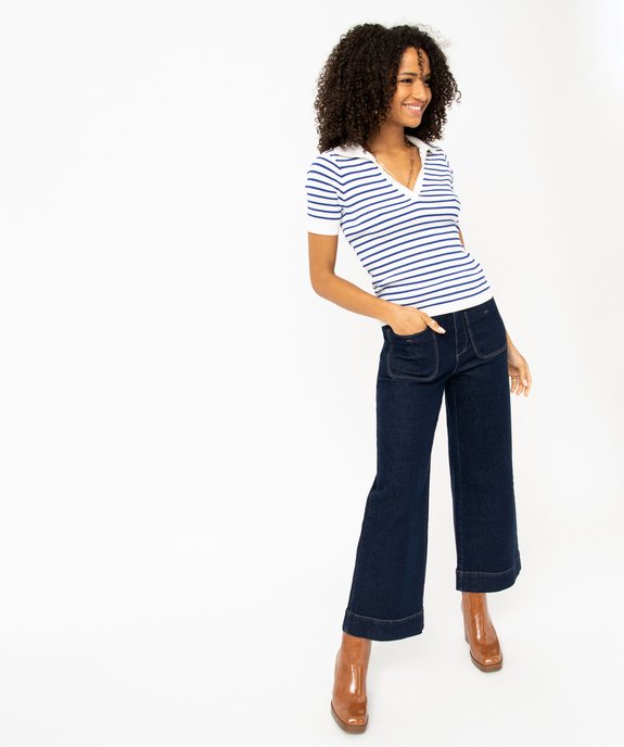 Jean « wide leg » taille haute avec poches plaquées femme vue5 - GEMO 4G FEMME - GEMO