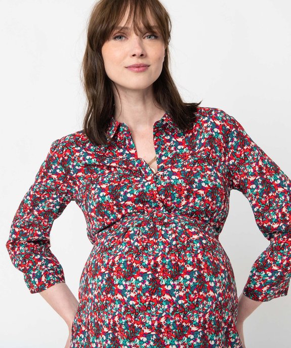 Blouse de grossesse fluide imprimée à manches 3/4 vue2 - GEMO(FEMME PAP) - GEMO