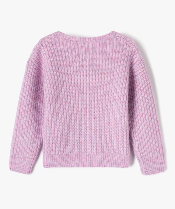 Pull en grosse maille à col rond fille vue3 - GEMO (ENFANT) - GEMO