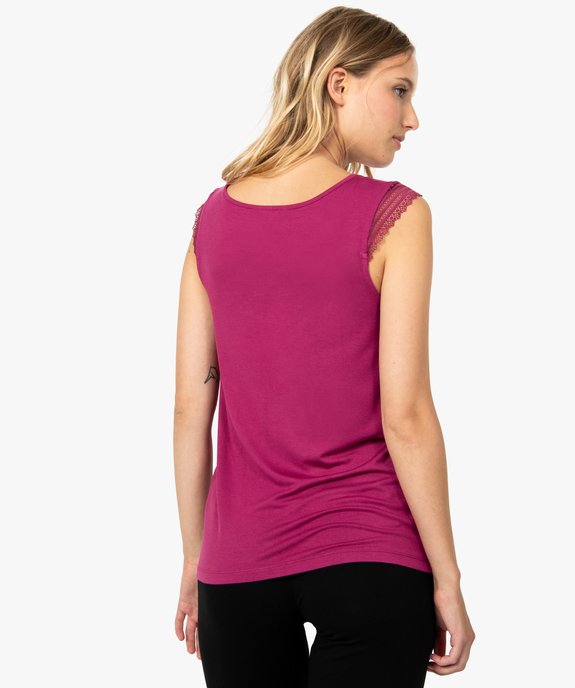 Tee-shirt de nuit femme avec broderies sur les épaules vue3 - GEMO(HOMWR FEM) - GEMO