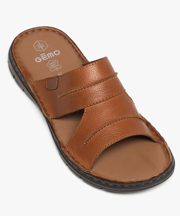 Mules homme à larges brides en cuir casual vue5 - GEMO (CASUAL) - GEMO