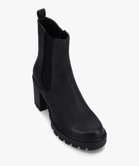 Boots femme Chelsea à talon et semelle crantée vue5 - GEMO(URBAIN) - GEMO