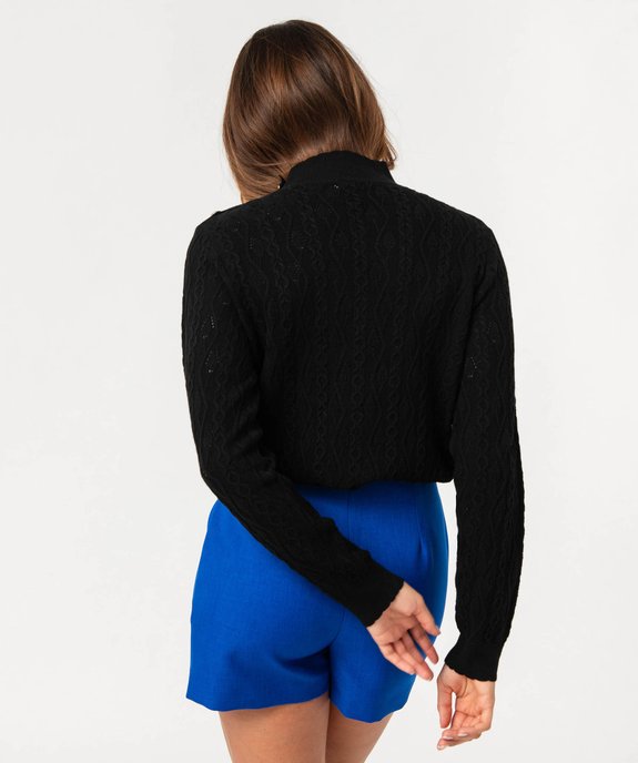 Pull fin en maille fantaisie ajourée femme vue3 - GEMO(FEMME PAP) - GEMO