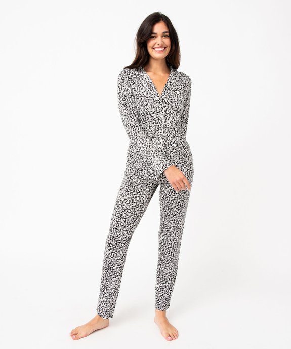 Pyjama deux pièces femme : chemise et pantalon vue1 - GEMO 4G FEMME - GEMO