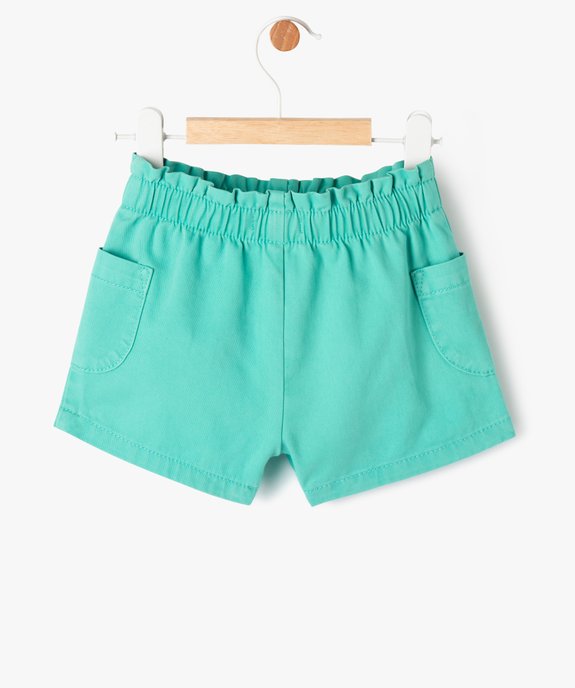 Short en toile avec taille élastique bébé fille vue3 - GEMO 4G BEBE - GEMO