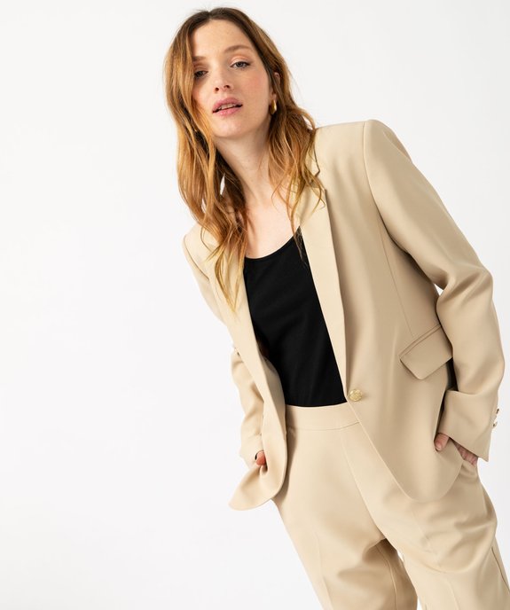 Veste blazer unie à bouton métallique femme vue1 - GEMO(FEMME PAP) - GEMO