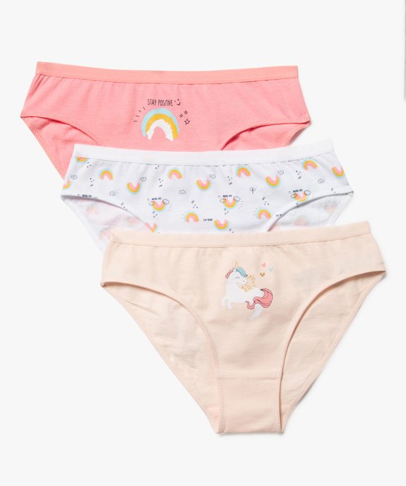 Culotte coton stretch imprimée licorne fille (lot de 3) vue1 - GEMO 4G FILLE - GEMO