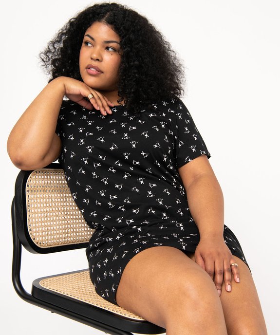 Chemise de nuit à manches courtes avec motifs femme grande taille vue1 - GEMO 4G FEMME - GEMO