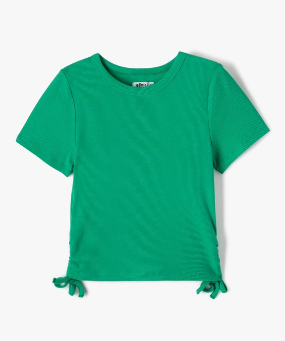 Tee-shirt fille à manches courtes avec liens sur les côtés vue1 - GEMO (JUNIOR) - GEMO