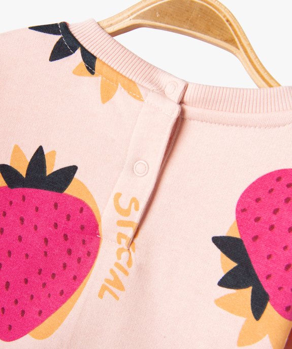 Sweat molletonné bébé fille avec motifs et message vue3 - GEMO 4G BEBE - GEMO