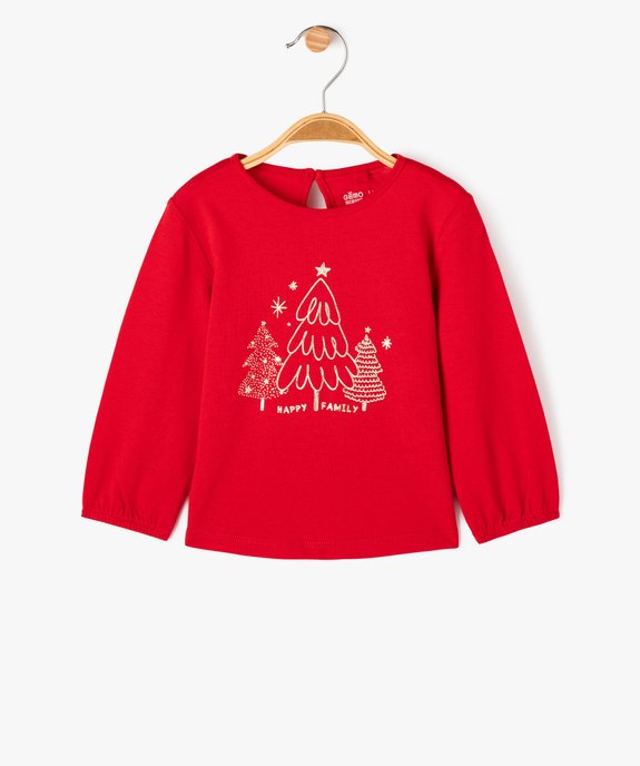 Tee-shirt manches longues motif pailleté spécial Noël bébé fille vue1 - GEMO 4G BEBE - GEMO