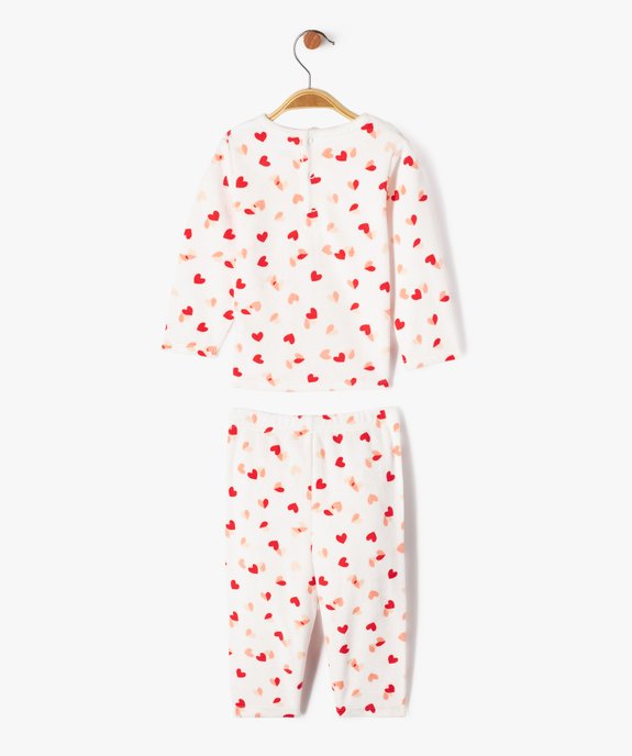 Pyjama en velours 2 pièces motifs cœurs bébé fille vue3 - GEMO 4G BEBE - GEMO