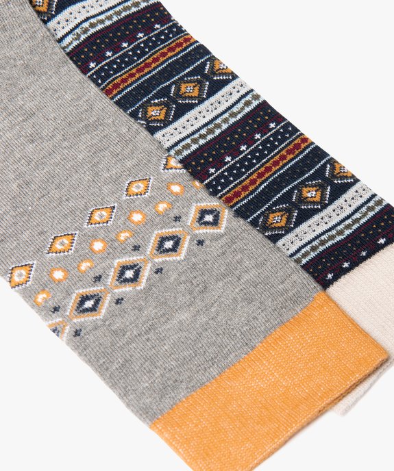 Chaussettes homme à motif jacquard (lot de 2) vue2 - GEMO(HOMWR HOM) - GEMO