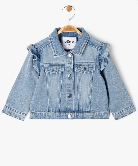 Veste en jean avec volants sur les épaules bébé fille vue1 - GEMO(BEBE DEBT) - GEMO