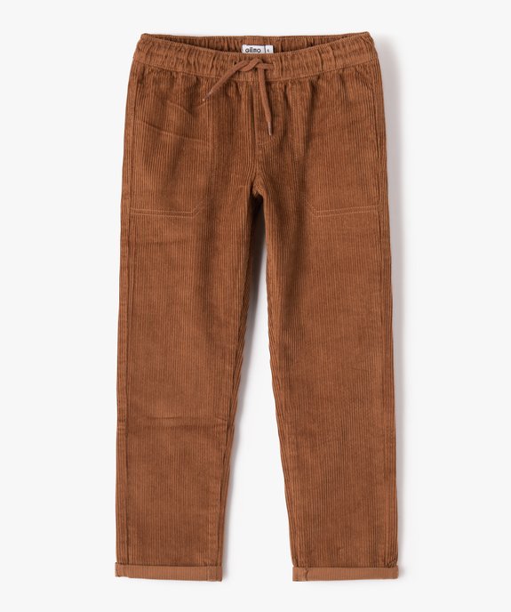 Pantalon garçon en velours côtelé à taille élastiquée vue1 - GEMO (ENFANT) - GEMO